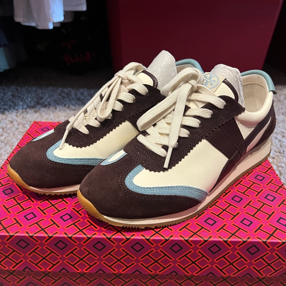 Tory Burch Brown and Cream Sneakers
